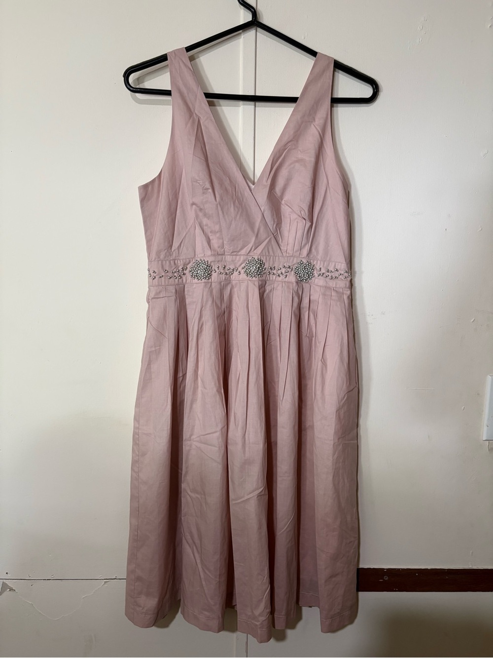 Saint Tropez West Blush Pink Midi Dress with Beaded Waist